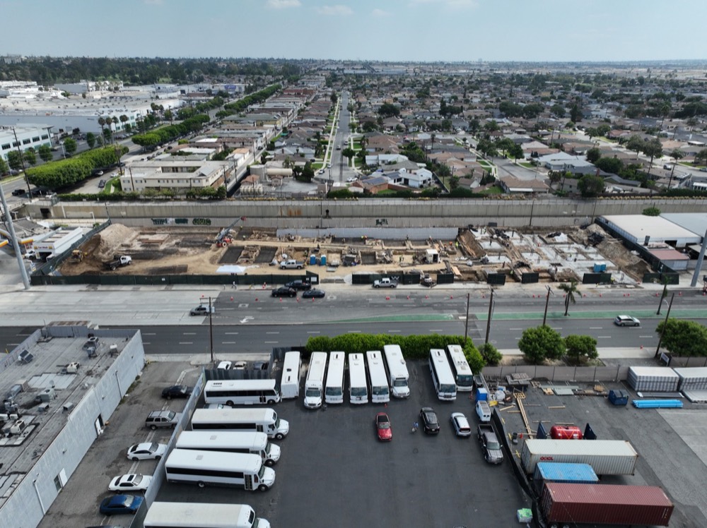 New build project early construction aerial