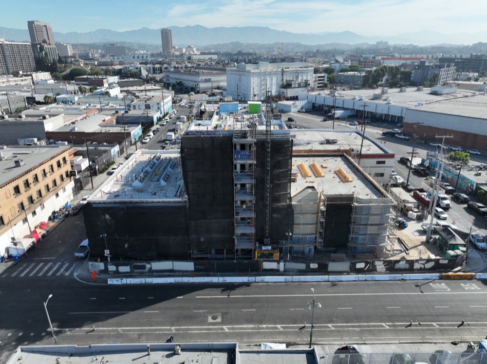 Rehab construction site aerial progress view